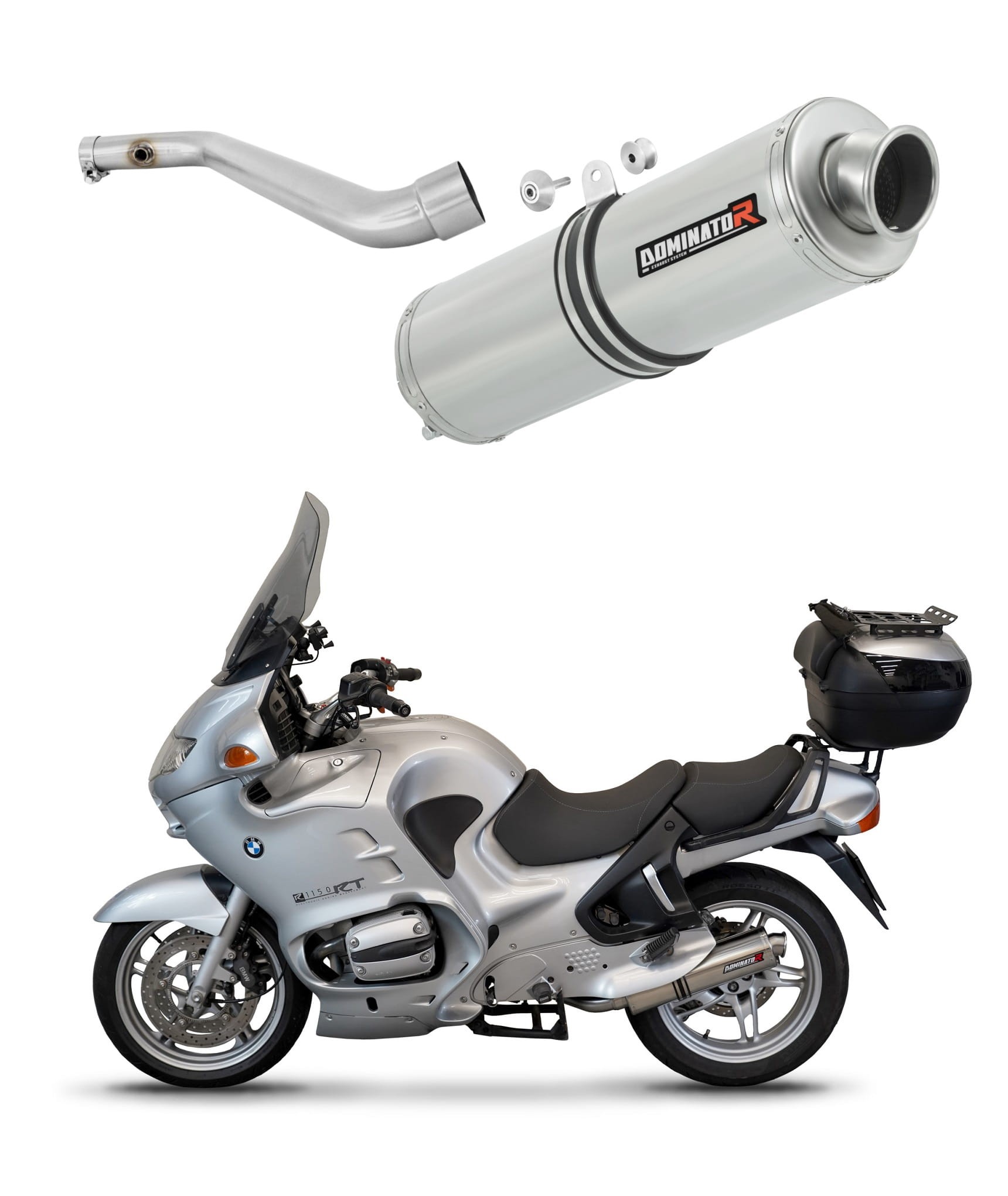thumbnail image 2 of DOMINATOR Round Exhaust Silencer Muffler For BMW F650 Funduro - Stainless Steel With DB Killer 2 of 6