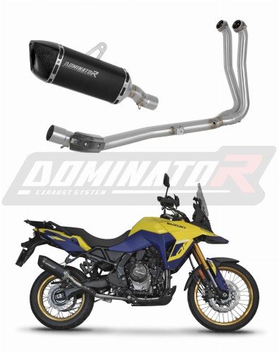 Suzuki V-Strom 800 / DE 2023 - 2024  EXHAUST Collector Manifold Full System Muffler Auspuff Sportauspuff Silencer Echappement Silencieux Scarico Scarichi Escape Wydech Tłumik HP6  BLACK Dominator Exhaust System X