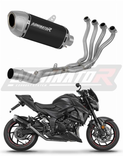 kompletny układ wydechowy z tłumikiem DOMINATOR Full System S6 CZARNY pasujący do motocykla Suzuki GSX-S 750 2017 - 2020